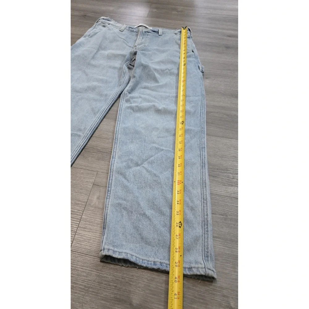 Hollister Baggy Carpenter Jeans 31 x 30 Light Wash Blue Relaxed Straight Denim